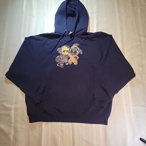 Jerzees Dark Blue Hoodie with Cute Graphic